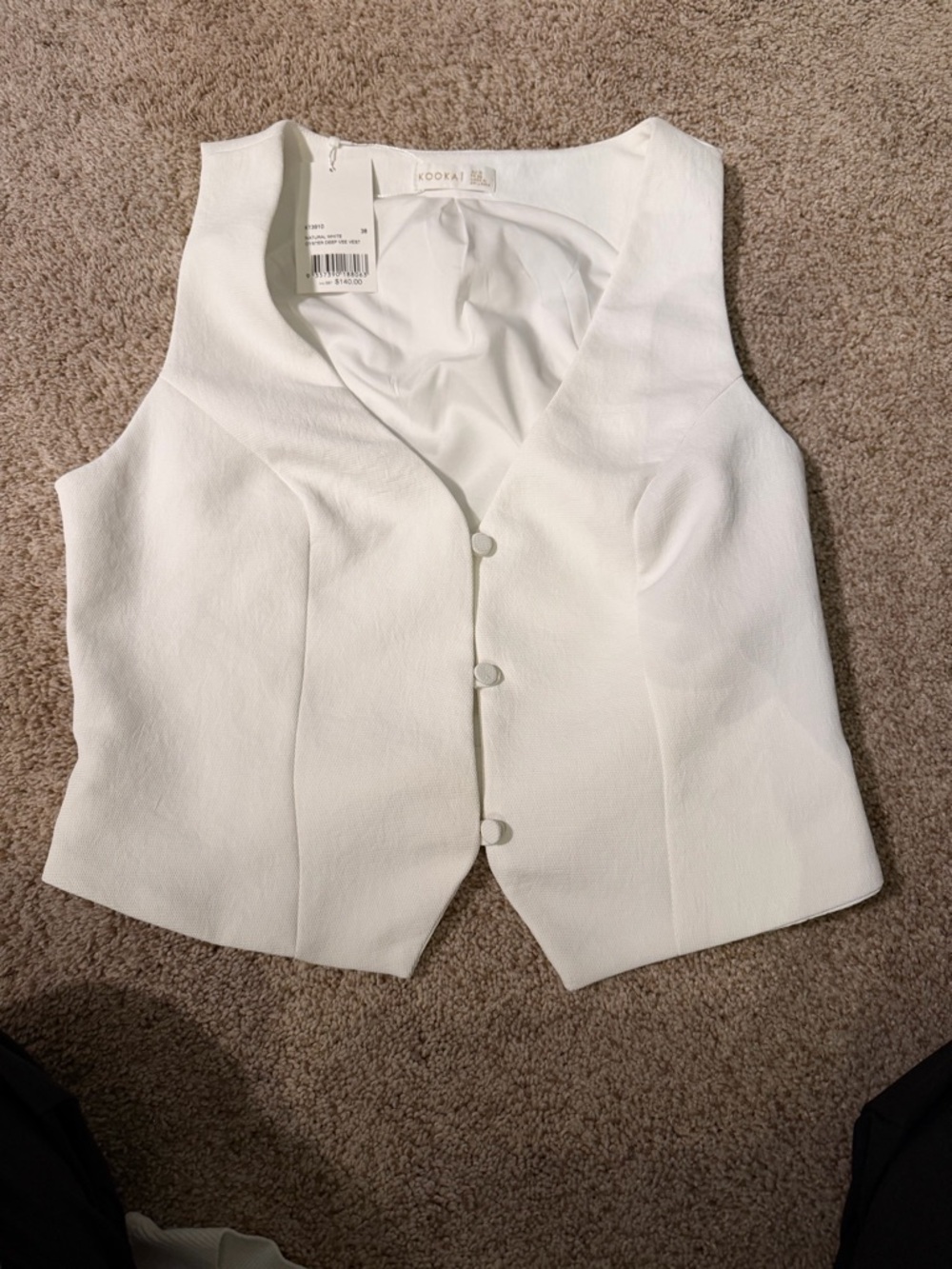 Kookai Oyster Deep Vee Vest in White